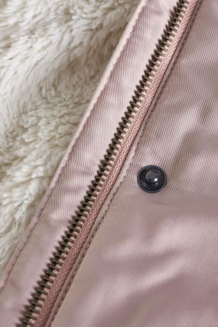 Pink Faux Fur Trim Hooded Bomber (3-16yrs)